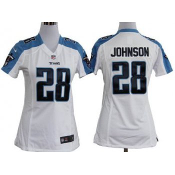 Nike Tennessee Titans #28 Chris Johnson White Game Womens Jersey