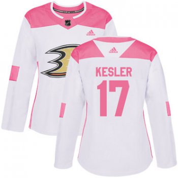 Adidas Anaheim Ducks #17 Ryan Kesler White Pink Authentic Fashion Women's Stitched NHL Jersey