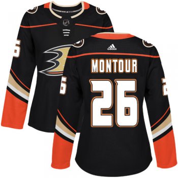 Adidas Anaheim Ducks #26 Brandon Montour Black Home Authentic Women's Stitched NHL Jersey