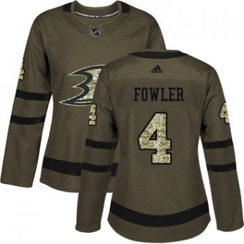 Adidas Anaheim Ducks #4 Cam Fowler Green Salute to Service Women's Stitched NHL Jersey