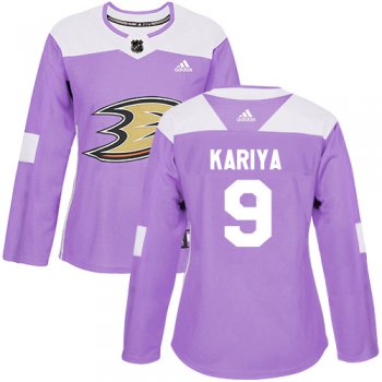 Adidas Anaheim Ducks #9 Paul Kariya Purple Authentic Fights Cancer Women's Stitched NHL Jersey