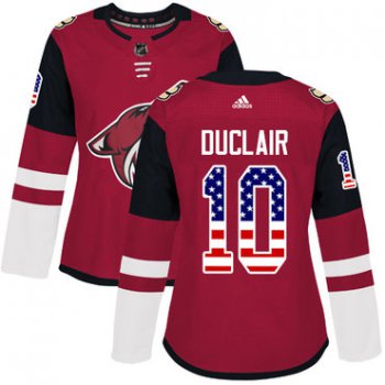 Adidas Arizona Coyotes #10 Anthony Duclair Maroon Home Authentic USA Flag Women's Stitched NHL Jersey
