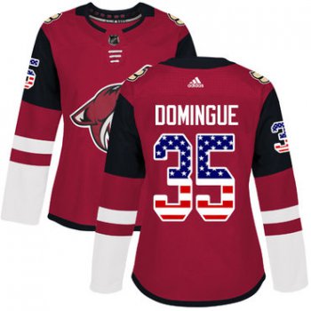 Adidas Arizona Coyotes #35 Louis Domingue Maroon Home Authentic USA Flag Women's Stitched NHL Jersey