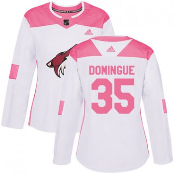 Adidas Arizona Coyotes #35 Louis Domingue White Pink Authentic Fashion Women's Stitched NHL Jersey