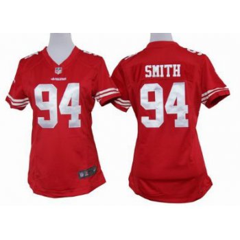 Nike San Francisco 49ers #94 Justin Smith Red Game Womens Jersey