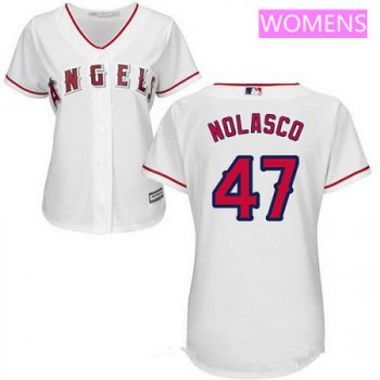 Women's Los Angeles of Anaheim #47 Ricky Nolasco White Home Stitched MLB Majestic Cool Base Jersey