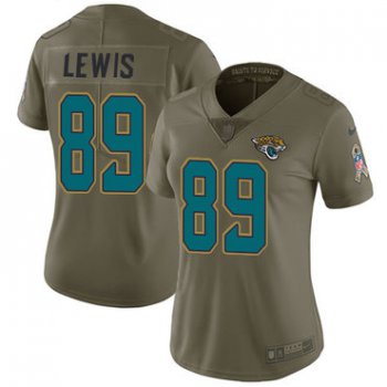 Women's Nike Jacksonville Jaguars #89 Marcedes Lewis Olive Stitched NFL Limited 2017 Salute to Service Jersey