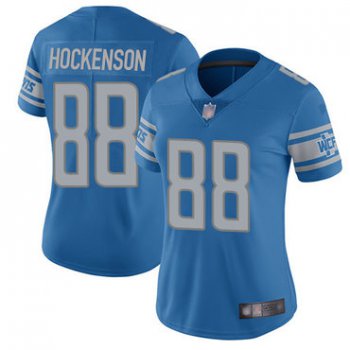 Lions #88 T.J. Hockenson Light Blue Team Color Women's Stitched Football Vapor Untouchable Limited Jersey