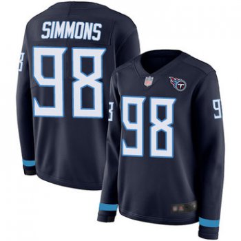 Titans #98 Jeffery Simmons Navy Blue Team Color Women's Stitched Football Limited Therma Long Sleeve Jersey