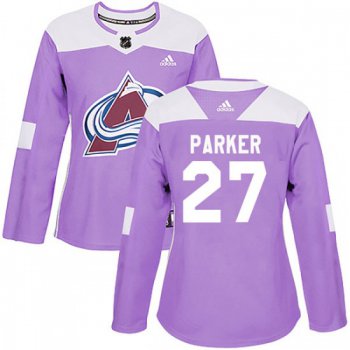 Women's Colorado Avalanche #27 Scott Parker Adidas Authentic Fights Cancer Practice Purple Jersey