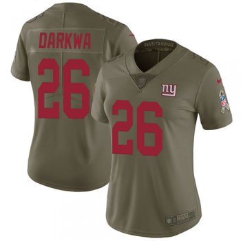 Women's Nike New York Giants #26 Orleans Darkwa Olive Stitched NFL Limited 2017 Salute to Service Jersey