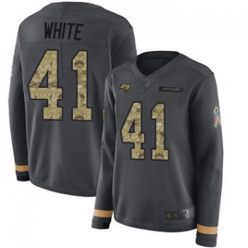 Buccaneers #41 Devin White Anthracite Salute to Service Women's Stitched Football Limited Therma Long Sleeve Jersey