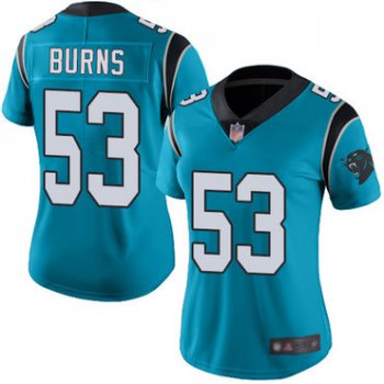 Panthers #53 Brian Burns Blue Women's Stitched Football Limited Rush Jersey