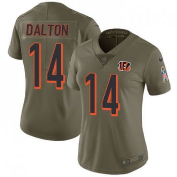 Women's Nike Cincinnati Bengals #14 Andy Dalton Olive Stitched NFL Limited 2017 Salute to Service Jersey