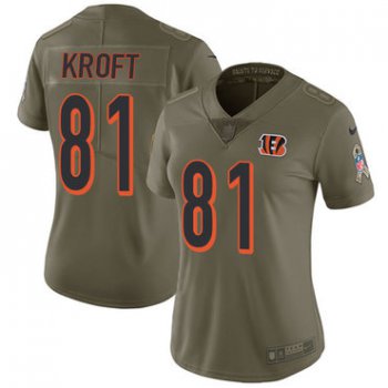 Women's Nike Cincinnati Bengals #81 Tyler Kroft Olive Stitched NFL Limited 2017 Salute to Service Jersey