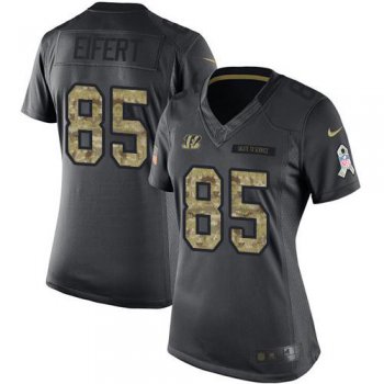 Women's Nike Cincinnati Bengals #85 Tyler Eifert Black Stitched NFL Limited 2016 Salute to Service Jersey