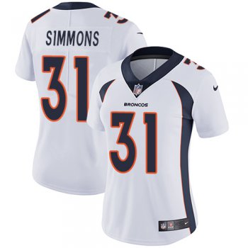 Women's Nike Denver Broncos #31 Justin Simmons White Stitched NFL Vapor Untouchable Limited Jersey