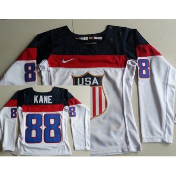 2014 Olympics USA #88 Patrick Kane White Womens Jersey