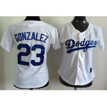 Los Angeles Dodgers #23 Adrian Gonzalez White Womens Jersey
