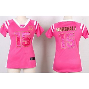 Nike Chicago Bears #15 Brandon Marshall Drilling Sequins Pink Womens Jersey