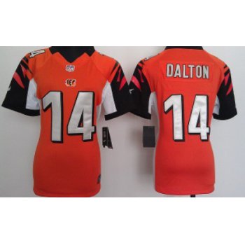 Nike Cincinnati Bengals #14 Andy Dalton Orange Game Womens Jersey
