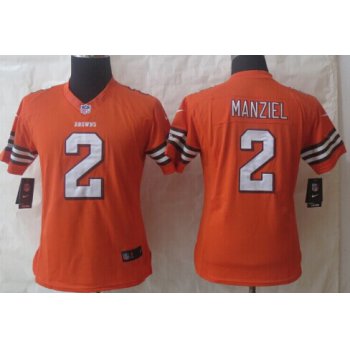 Nike Cleveland Browns #2 Johnny Manziel Orange Limited Womens Jersey