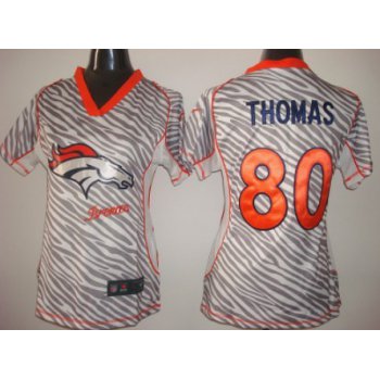 Nike Denver Broncos #80 Julius Thomas 2012 Womens Zebra Fashion Jersey
