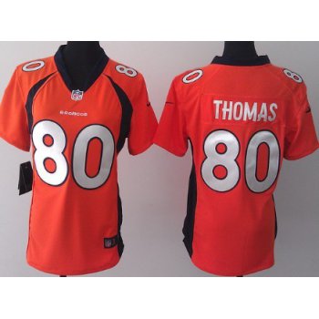 Nike Denver Broncos #80 Julius Thomas 2013 Orange Game Womens Jersey