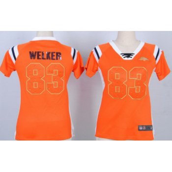Nike Denver Broncos #83 Wes Welker Drilling Sequins Orange Womens Jersey
