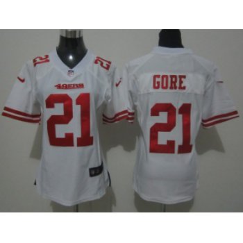 Nike San Francisco 49ers #21 Frank Gore White Game Womens Jersey