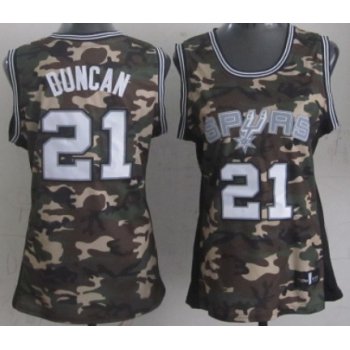 San Antonio Spurs #21 Tim Duncan Camo Fashion Womens Jersey