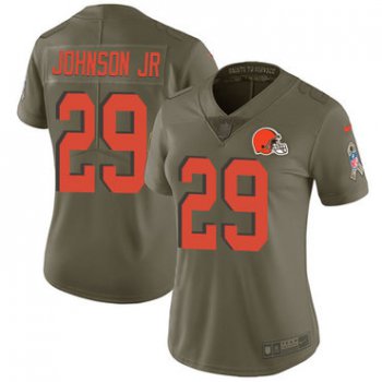 Women's Nike Cleveland Browns #29 Duke Johnson Jr Olive Stitched NFL Limited 2017 Salute to Service Jersey