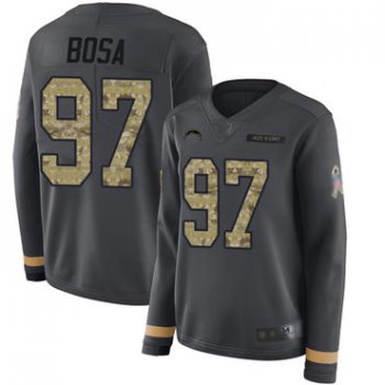 Chargers #97 Joey Bosa Anthracite Salute to Service Women's Stitched Football Limited Therma Long Sleeve Jersey