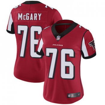 Falcons #76 Kaleb McGary Red Team Color Women's Stitched Football Vapor Untouchable Limited Jersey