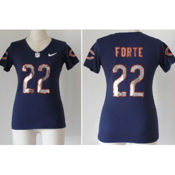 Nike Chicago Bears #22 Matt Forte Handwork Sequin Lettering Fashion Blue Womens Jersey