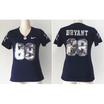 Nike Dallas Cowboys #88 Dez Bryant Handwork Sequin Lettering Fashion Blue Womens Jersey