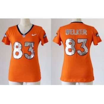 Nike Denver Broncos #83 Wes Welker Handwork Sequin Lettering Fashion Orange Womens Jersey