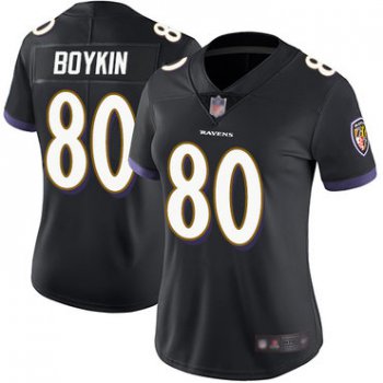 Ravens #80 Miles Boykin Black Alternate Women's Stitched Football Vapor Untouchable Limited Jersey