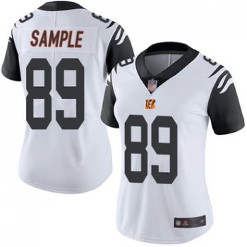 Bengals #89 Drew Sample White Women's Stitched Football Limited Rush Jersey