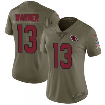 Women's Nike Arizona Cardinals #13 Kurt Warner Olive Stitched NFL Limited 2017 Salute to Service Jersey