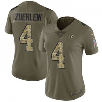 Women's Nike Los Angeles Rams #4 Greg Zuerlein Olive Camo Stitched NFL Limited 2017 Salute to Service Jersey
