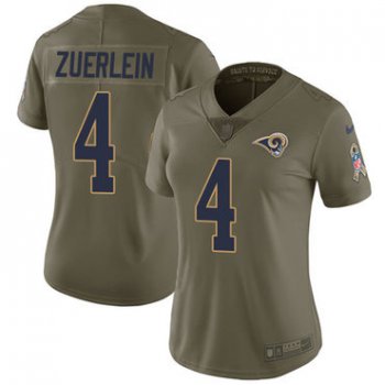 Women's Nike Los Angeles Rams #4 Greg Zuerlein Olive Stitched NFL Limited 2017 Salute to Service Jersey