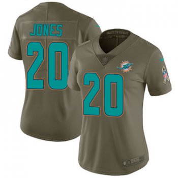 Women's Nike Miami Dolphins #20 Reshad Jones Olive Stitched NFL Limited 2017 Salute to Service Jersey