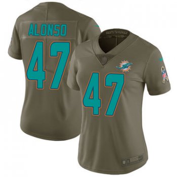 Women's Nike Miami Dolphins #47 Kiko Alonso Olive Stitched NFL Limited 2017 Salute to Service Jersey
