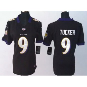 Nike Baltimore Ravens #9 Justin Tucker Black Game Womens Jersey