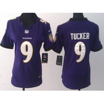 Nike Baltimore Ravens #9 Justin Tucker Purple Game Womens Jersey