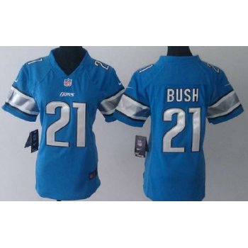 Nike Detroit Lions #21 Reggie Bush Light Blue Game Womens Jersey