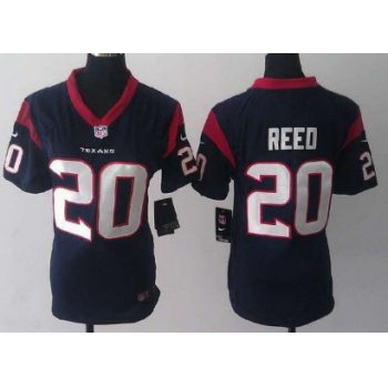 Nike Houston Texans #20 Ed Reed Blue Game Womens Jersey