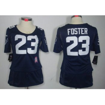 Nike Houston Texans #23 Arian Foster Breast Cancer Awareness Navy Blue Womens Jersey