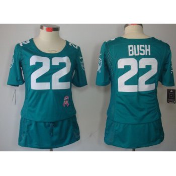 Nike Miami Dolphins #22 Reggie Bush Breast Cancer Awareness Green Womens Jersey